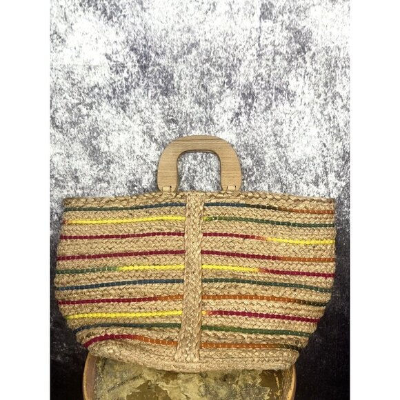 Rainbow Woven Jute Tote Handbag for Women by Antik Kraft - Picture 3 of 13
